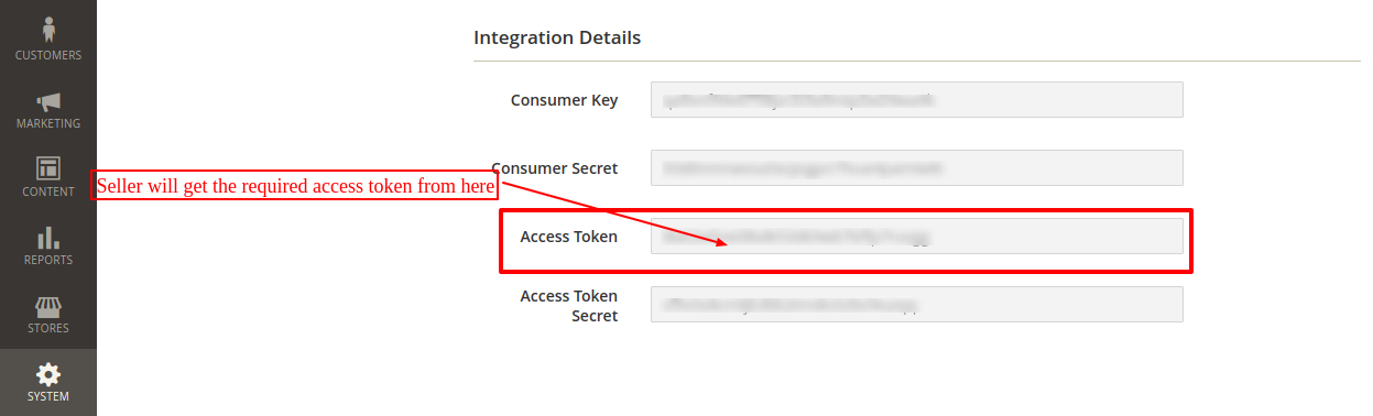 Magento integration access token details