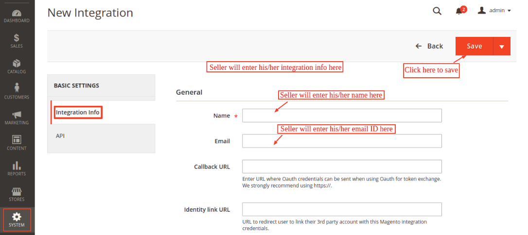 Magento New Integration basic settings